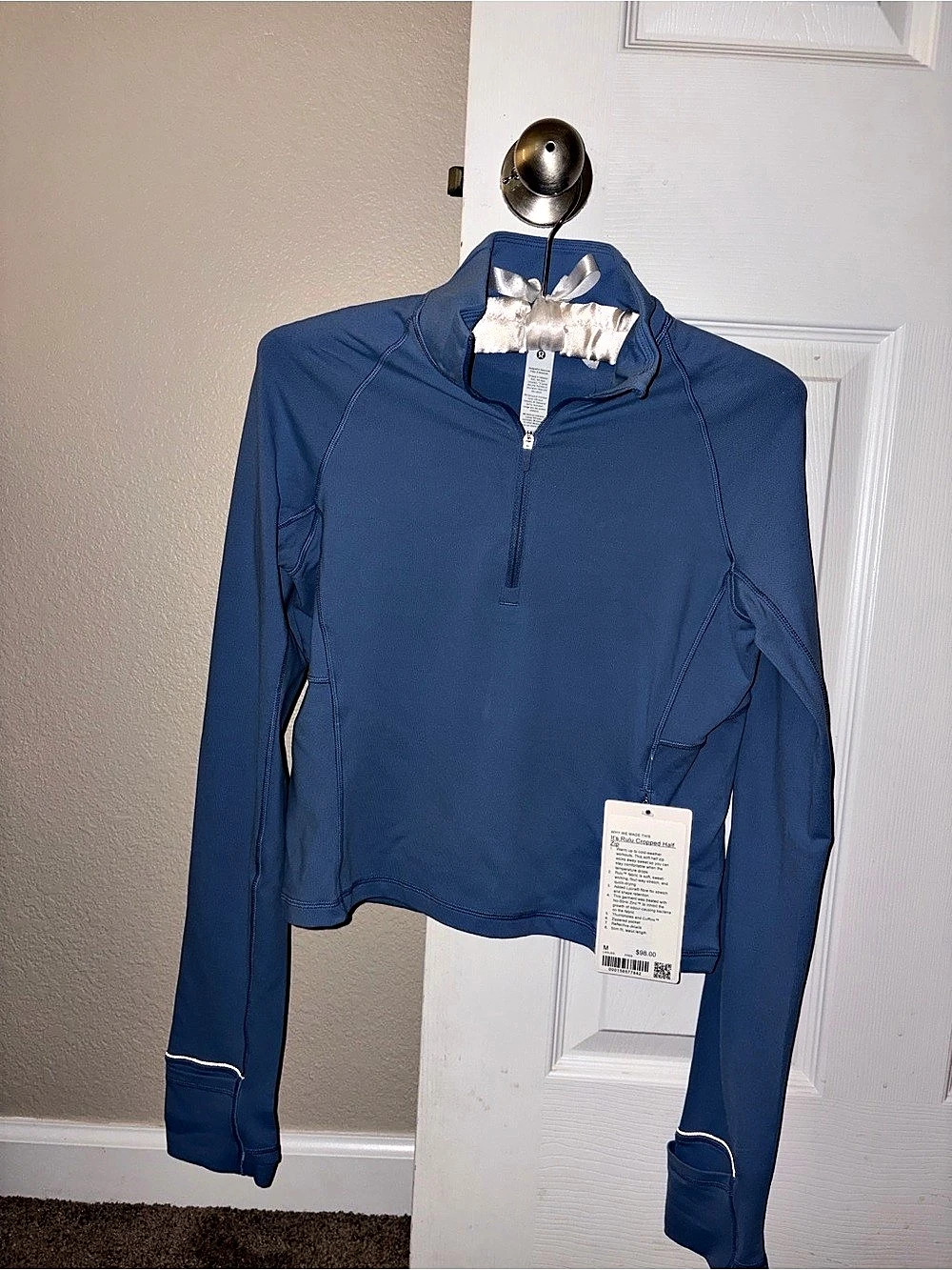 lululemon It's Rulu Cropped Half Zip Blue Medium